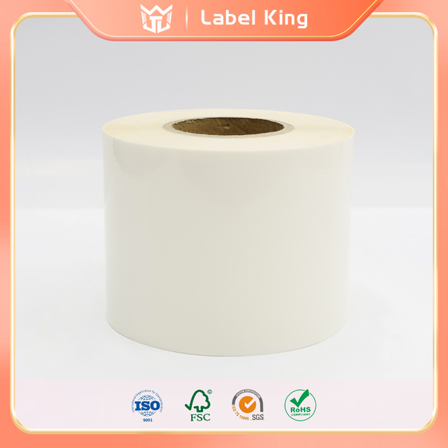 สติกเกอร์ฉลาก BOPP สีขาวเงาคุณภาพสูง 255 กรัมพร้อมกระดาษคราฟท์สีขาว 100 กรัม